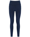 Product image of New Horizons deep blue sustainable gym leggings. Dark blue, navy leggings.