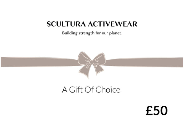 Sustainable Gifts. Scultura Gift Cards for Friends and family. Image showing value of £50